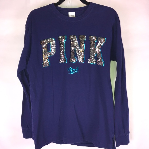 PINK Victoria's Secret Tops - PINK Victoria Secrets Sequin Long Sleeve T-shirt